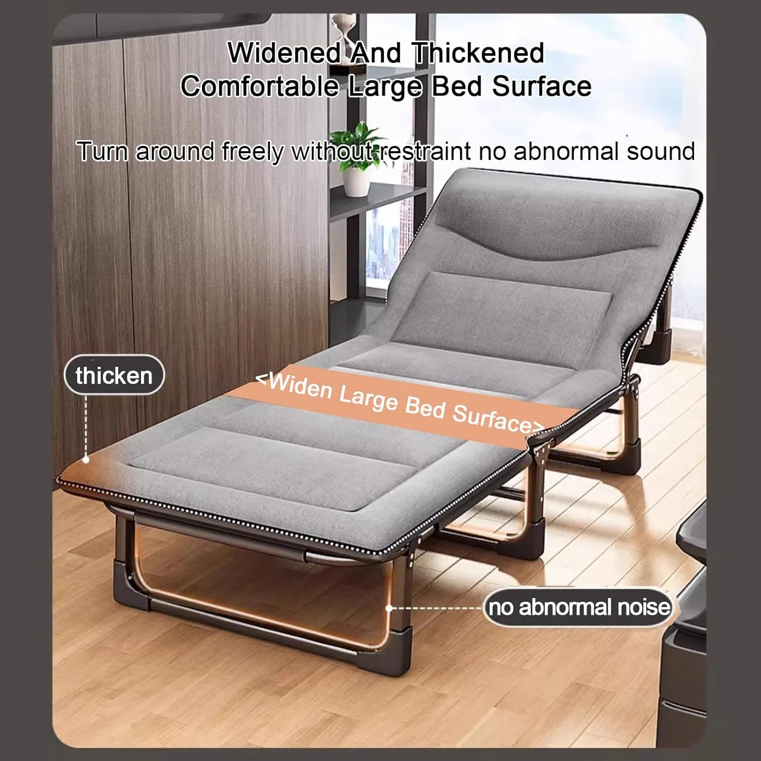 ZTGL Gray,170x56cm, Outdoor Folding Lounge Chair, Patio Chaise Lounges, Portable Camping Cot, Foldable Camping Cot, Adjustable Lounge Chair with Mattress, Sunbathing Lounge Chairs